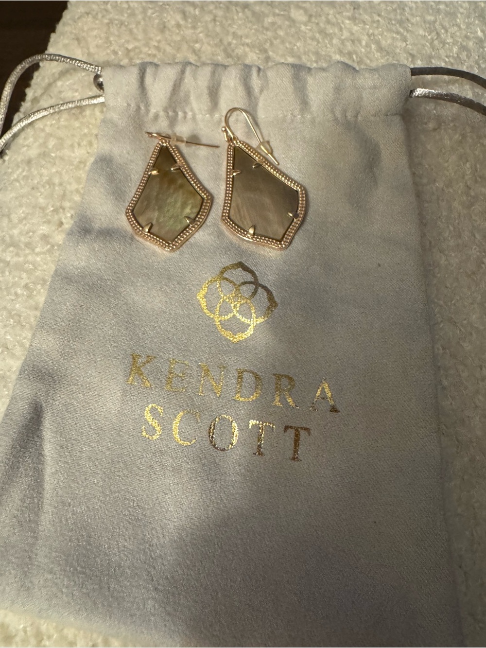 Kendra Scott Alex Gold-Trim Brown Mother-of-Pearl Drop Earrings